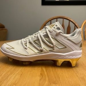 Adidas Adizero Afterburner 7 Gold Baseball Cleats EG7611 Men’s US 11 White/Gold